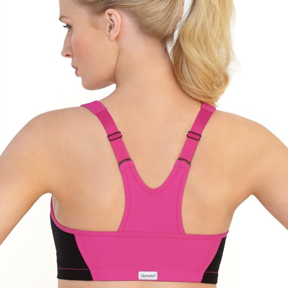 Set of 3! 34D Glamorise SPORT Bra (HIGH-IMPACT) Pink (RACERBACK) T-Back Zip NEW - Picture 13 of 16